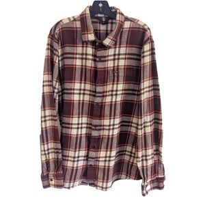 Volcom Leland Mens Long Sleeve Button Plaid Flannel Shirt Large Red Southwestern